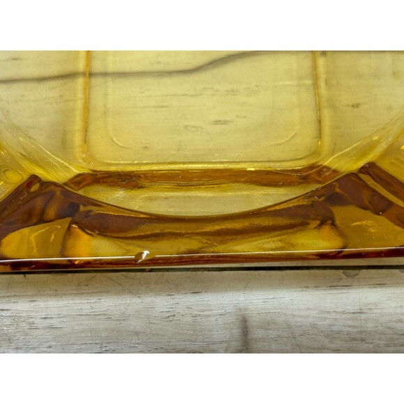 Vintage Amber Glass 4.5 Inch Square Cigarette Ashtarys Set Of 2 - Picture 4 of 8